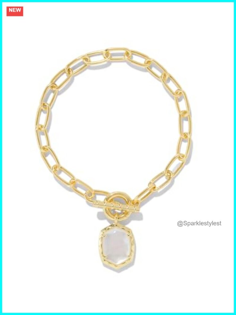 Paperclip Chain Link Bracelet Toggle Clasp Gold Plated